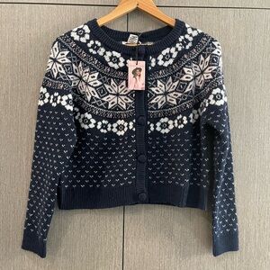 Sincerely Jules Navy & White Fair Isle Button-Up Cardigan